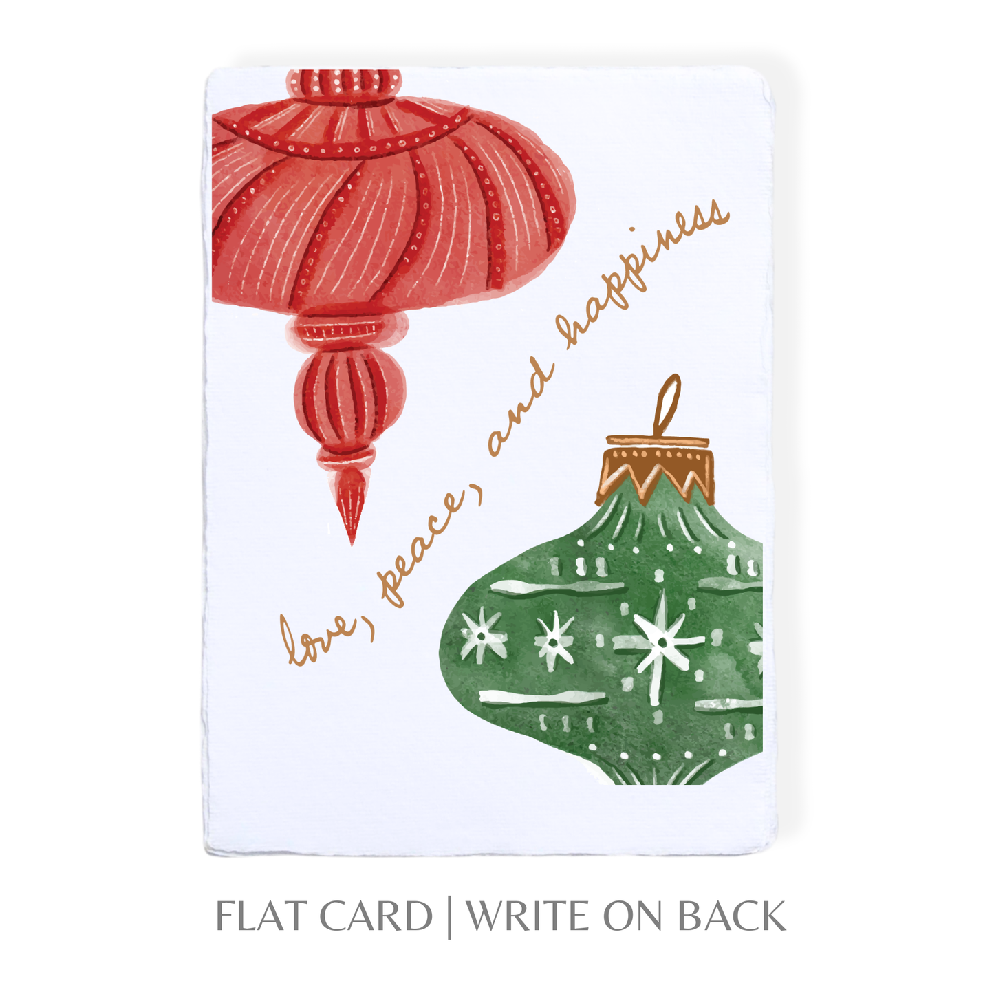 Paper Baristas - Love Peace Happiness | Christmas Holiday Ornament Card