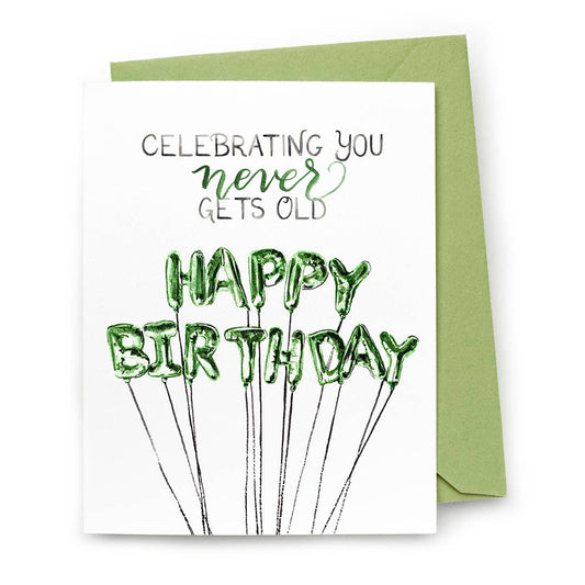 CharmCat - Never Gets Old Card — Age Positive Birthday Card