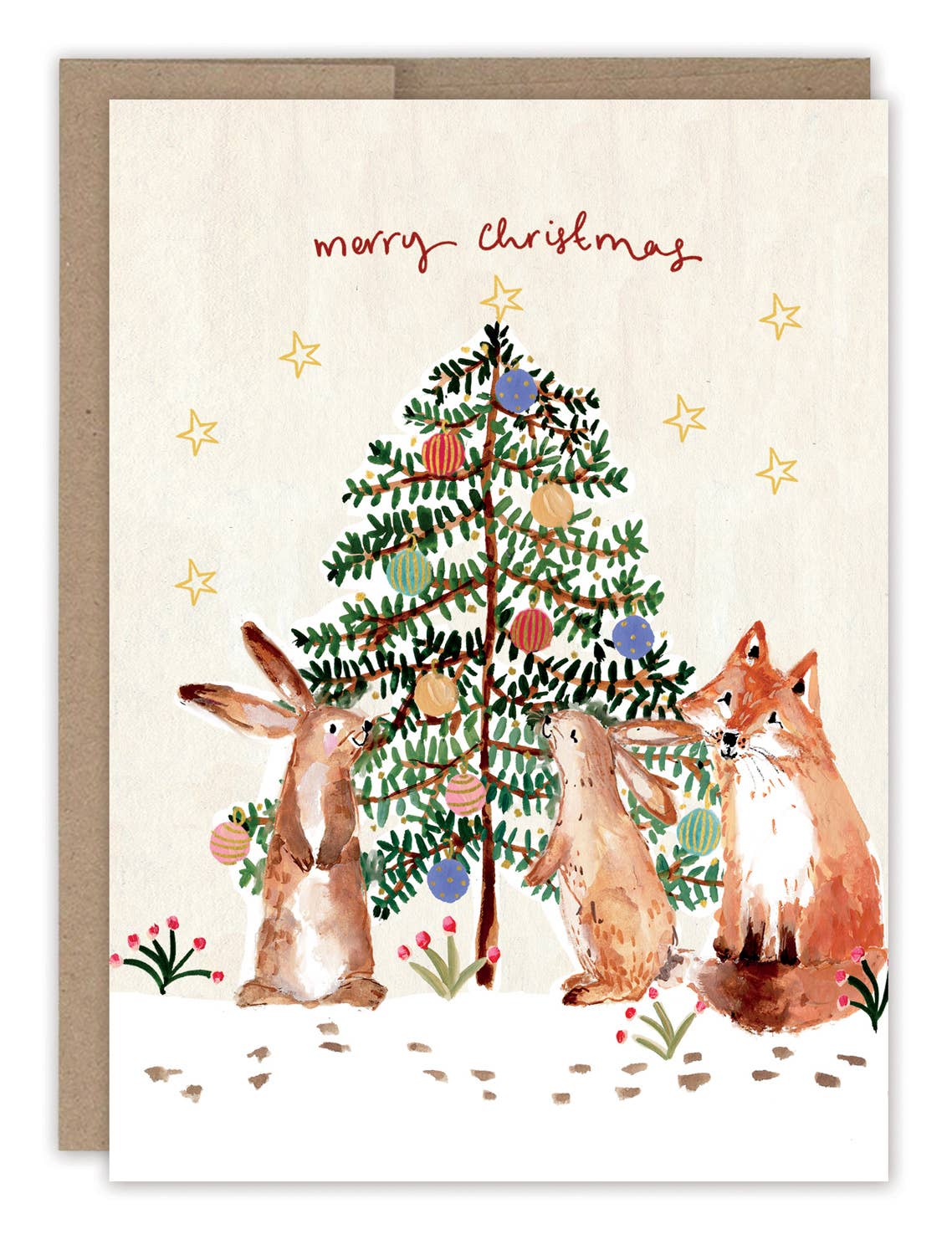 Biely & Shoaf - Bunnies & Fox Christmas Tree Boxed Holiday Cards - Set of 10