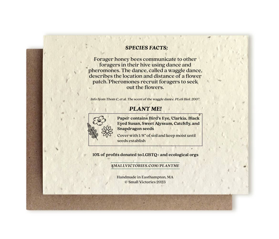 Small Victories - Honey Bee Plantable Wildflower Seed Card