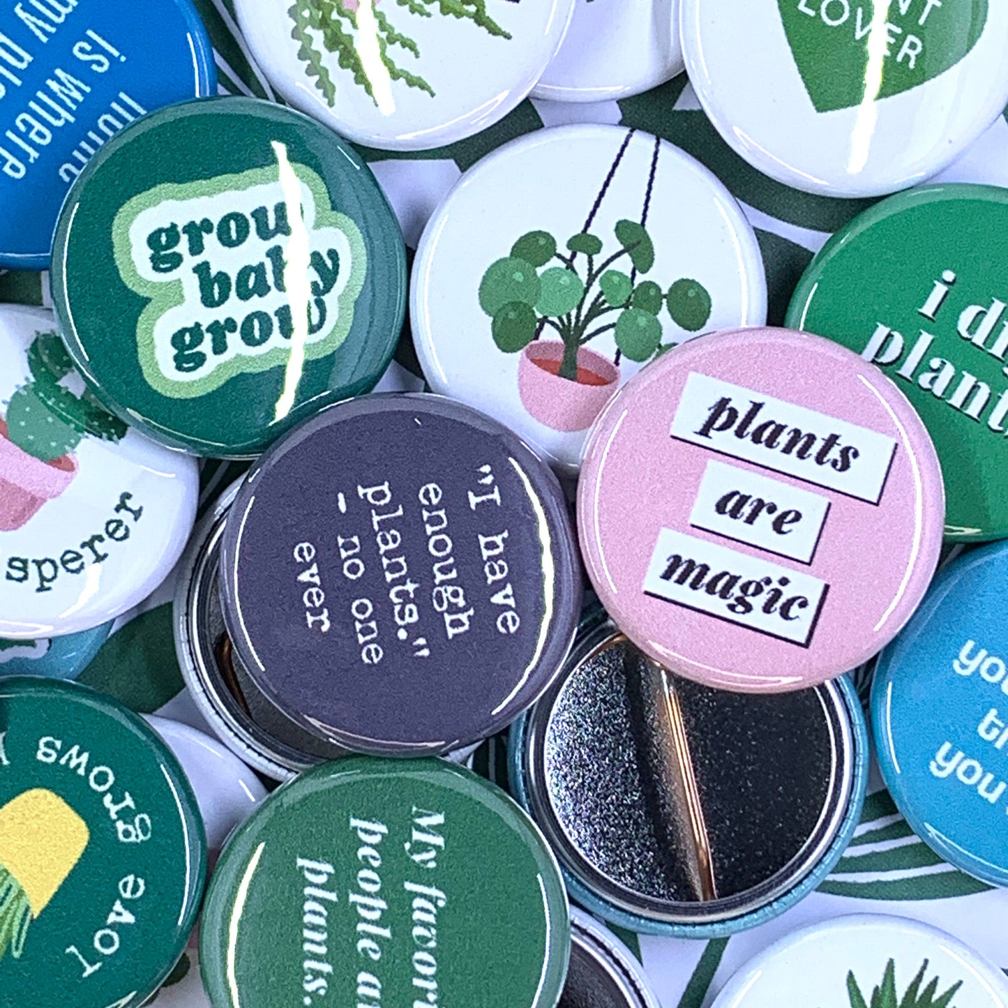 Plant lover pinback button mix (for selling individually)