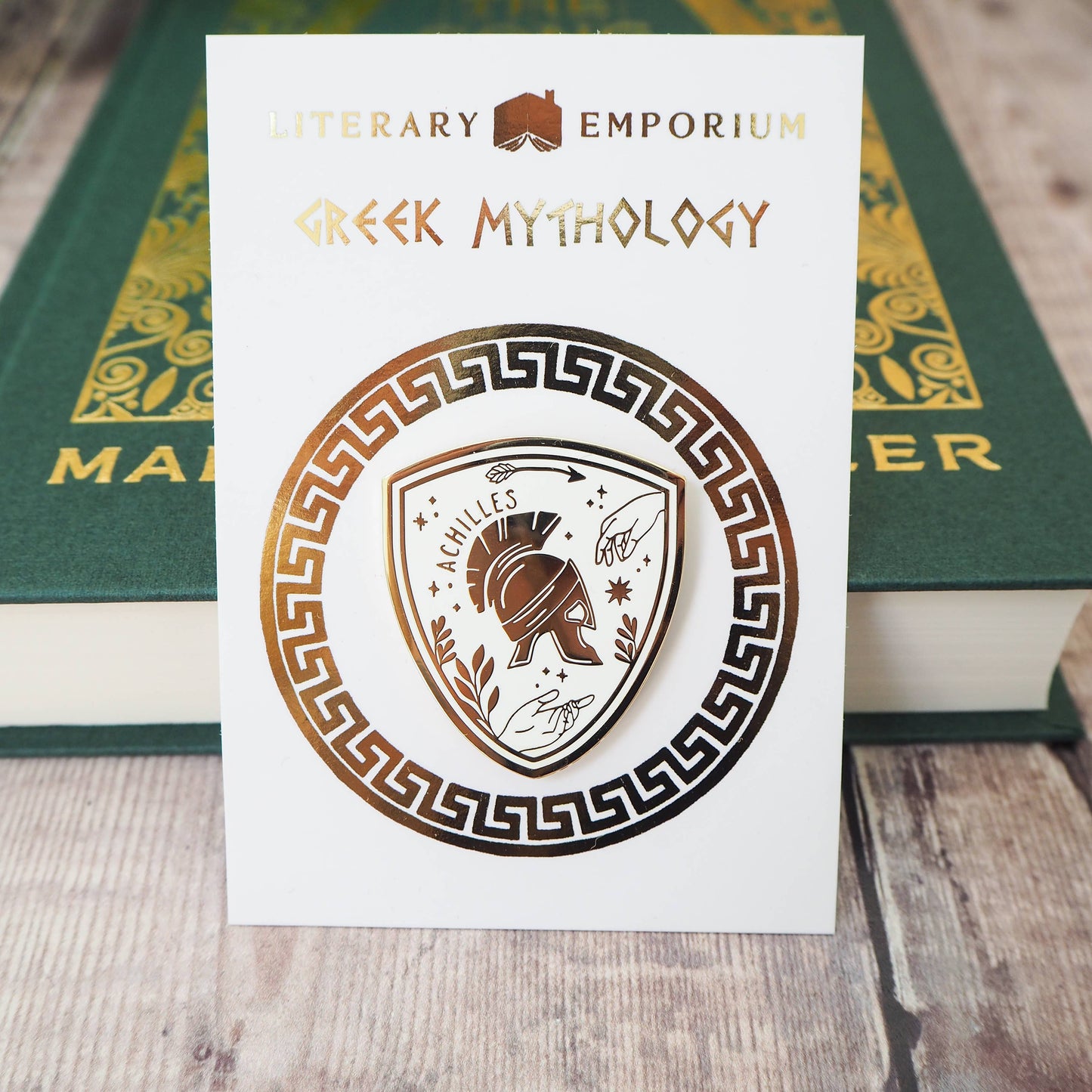 Achilles Enamel Gold Pin Badge - Greek Mythology Collection