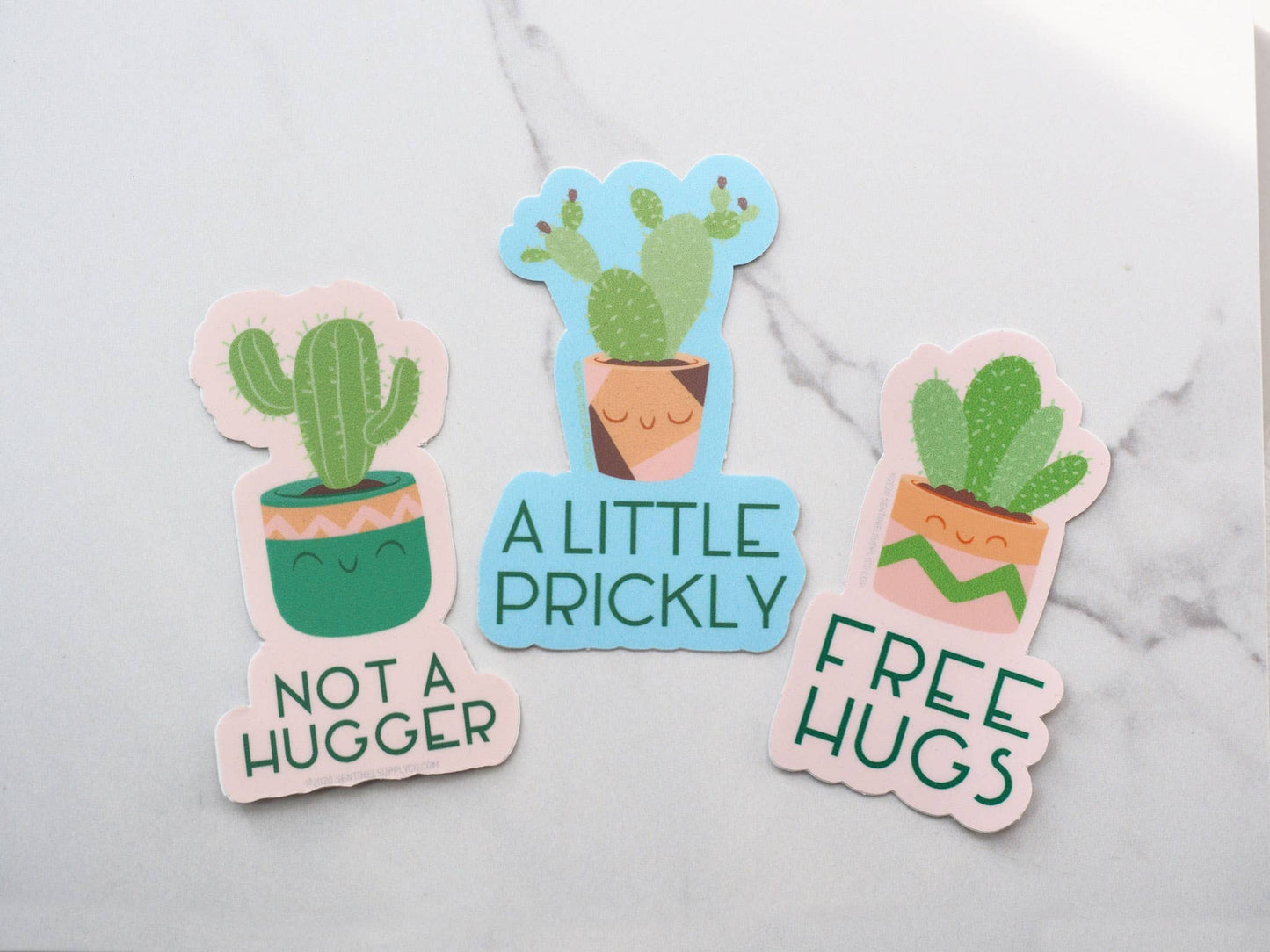 Sentinel Supply - Not a Hugger Cute Cactus Sticker, Funny House Plant Decals