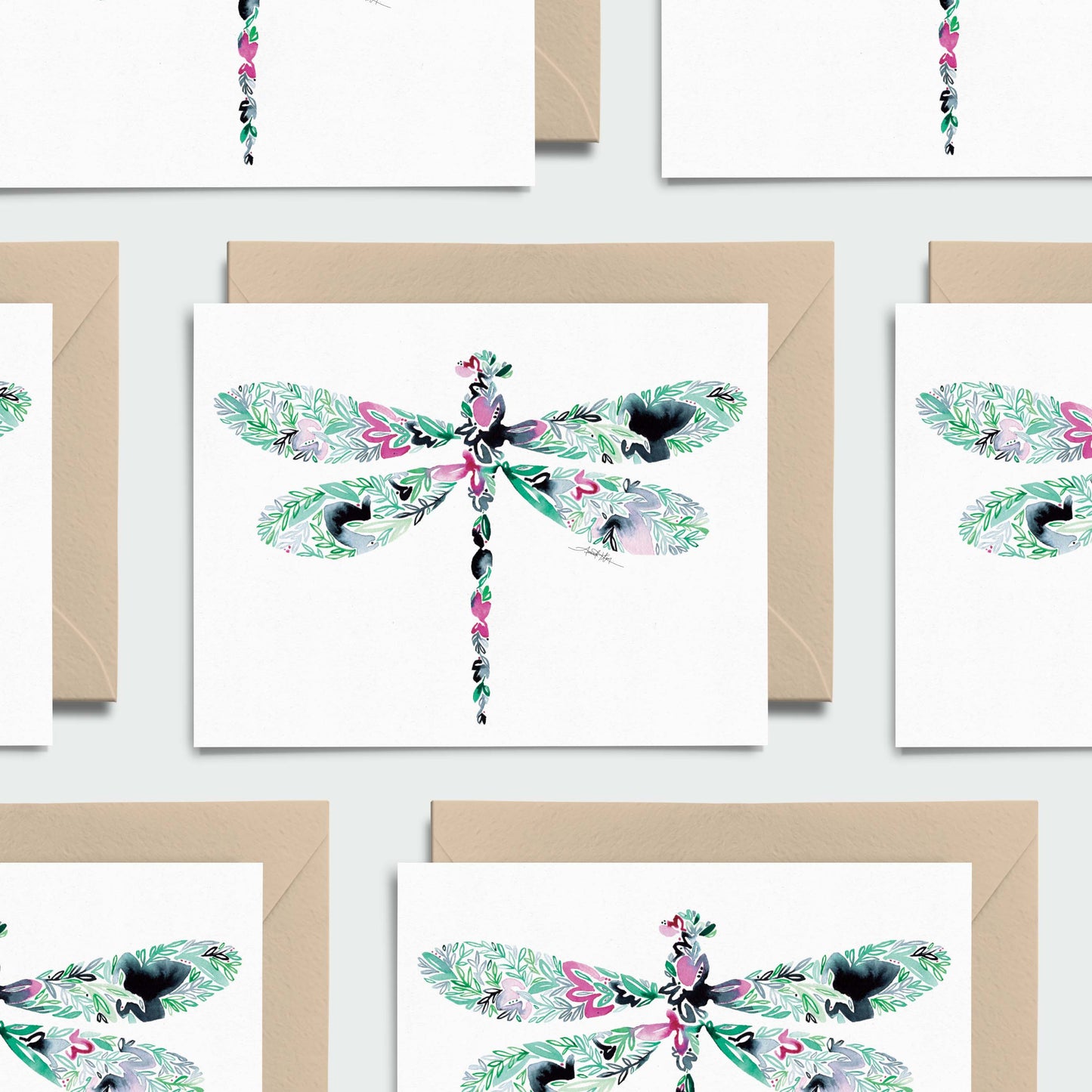 Amanda Klein Co. - Dragonfly Floral Note Card Stationery Set