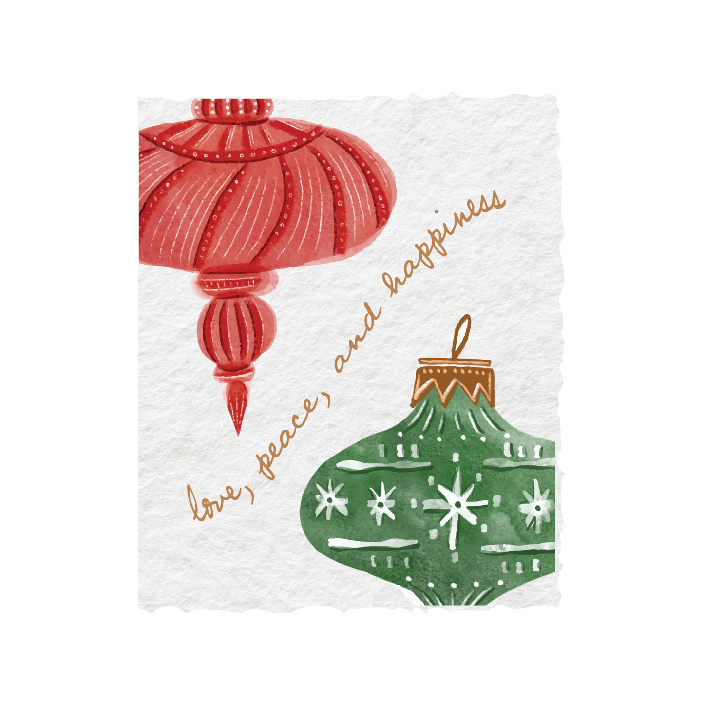 Paper Baristas - Love Peace Happiness | Christmas Holiday Ornament Card