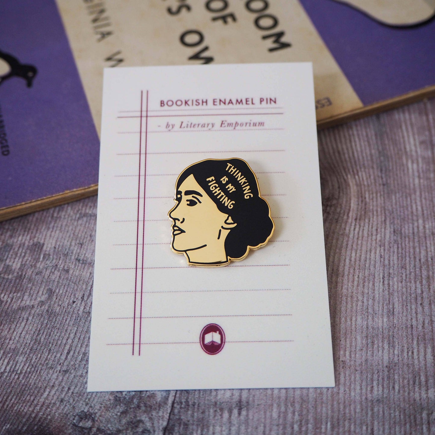 Virginia Woolf - Book Lover Gold Enamel Pin Badge