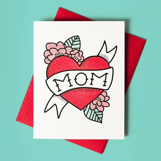 Bromstad Printing Co. - Mom Tattoo - Risograph Card