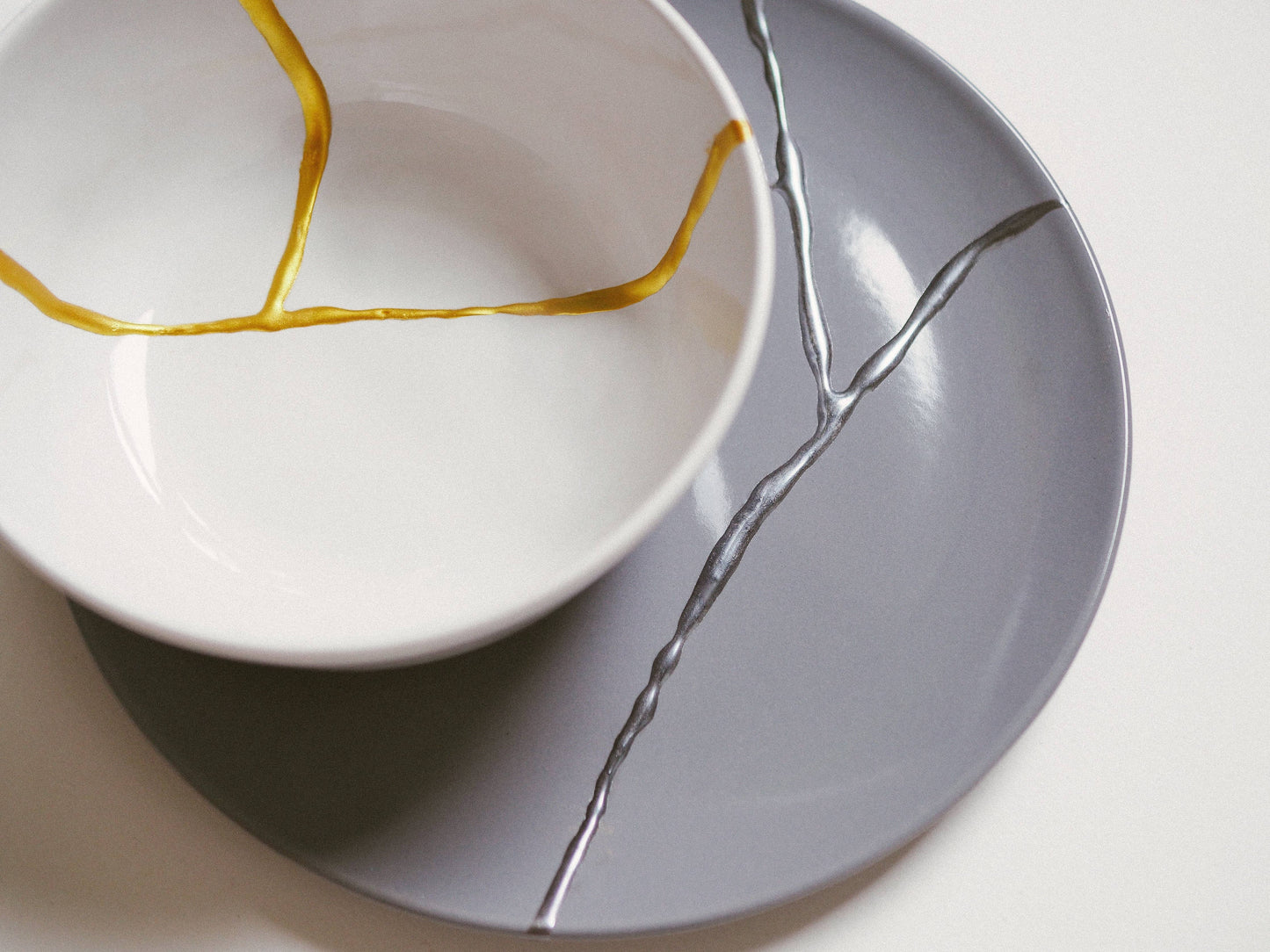 DIY Kintsugi Kit with 2 Colours - Kintsugi Repair Kit: Gold + Silver Gray