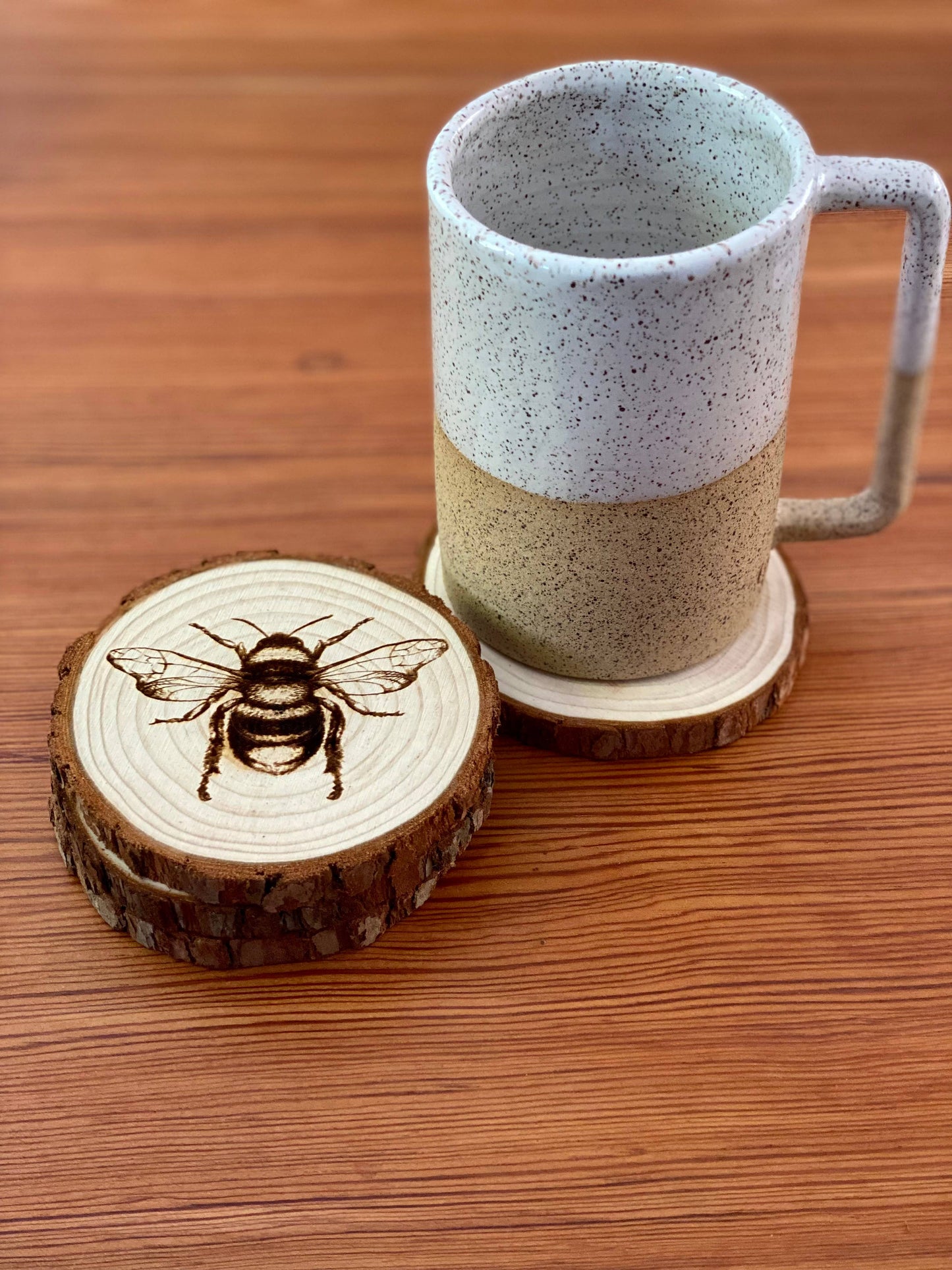 Engraved Wood Bee Coasters