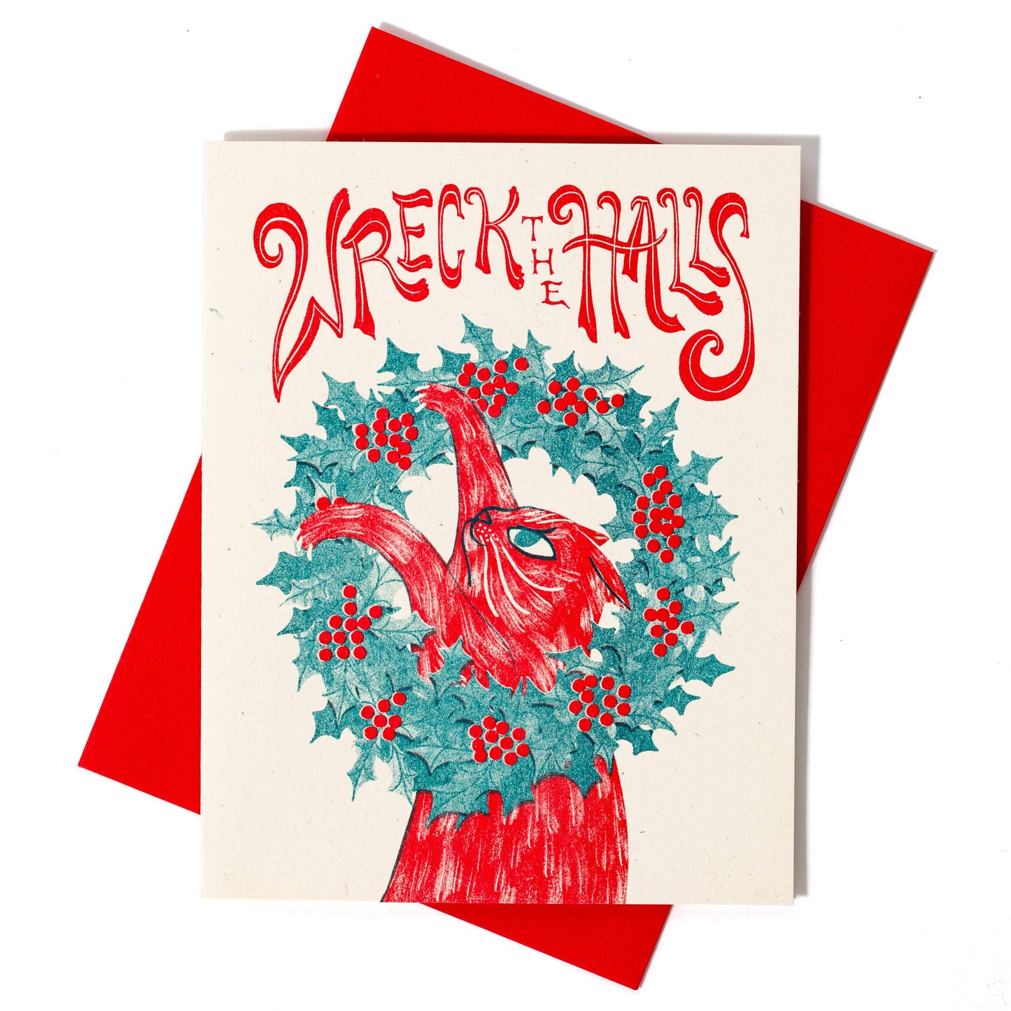 Bromstad Printing Co. - Wreck the Halls - Risograph Christmas Card