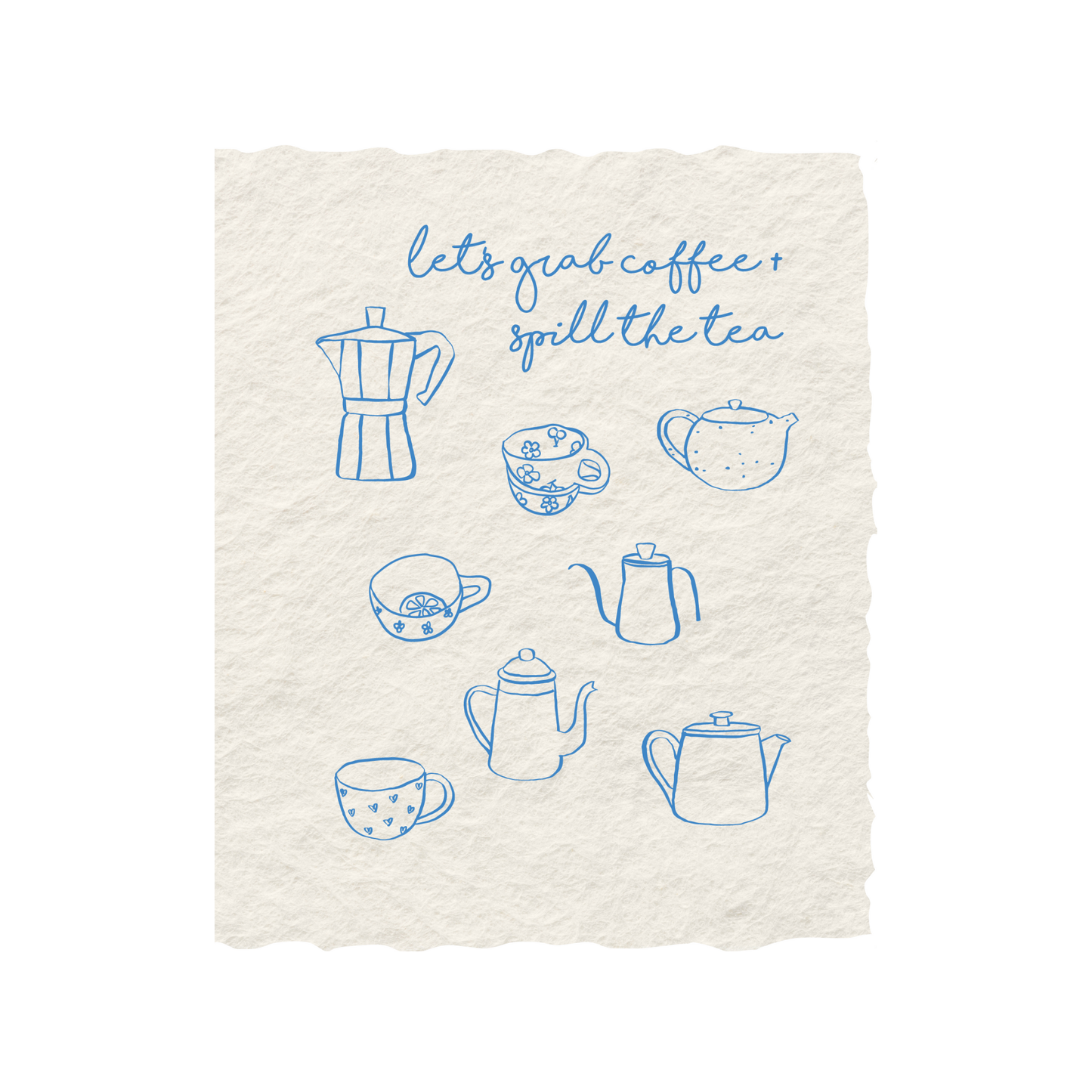 Paper Baristas - Grab Coffee + Spill Tea | Tea Set Coffee Mugs Greeting Card