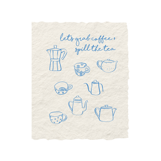 Paper Baristas - Grab Coffee + Spill Tea | Tea Set Coffee Mugs Greeting Card