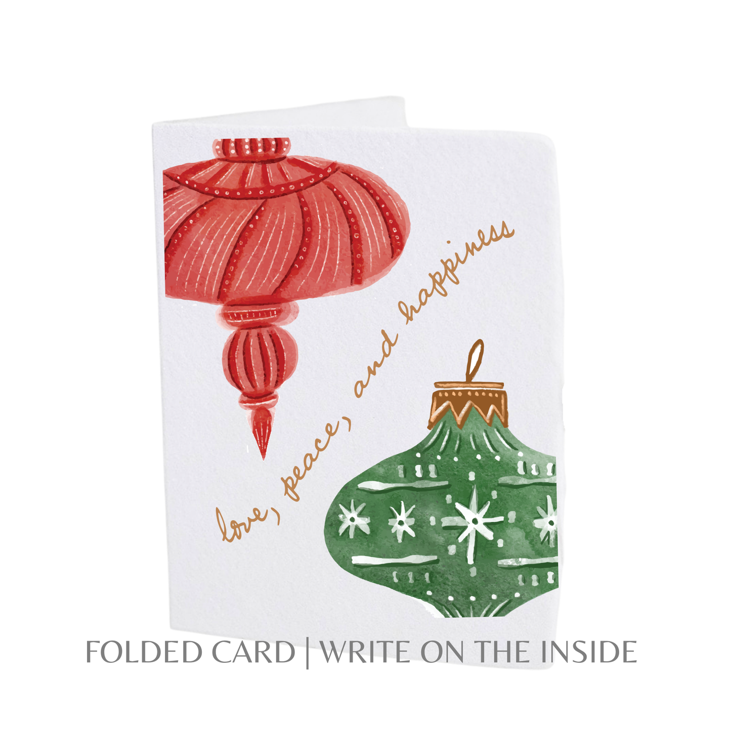 Paper Baristas - Love Peace Happiness | Christmas Holiday Ornament Card