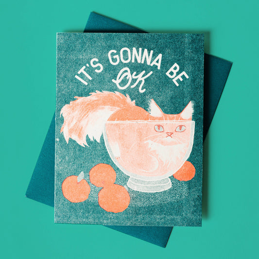 Bromstad Printing Co. - It's Gonna Be OK Cat - Risograph Card