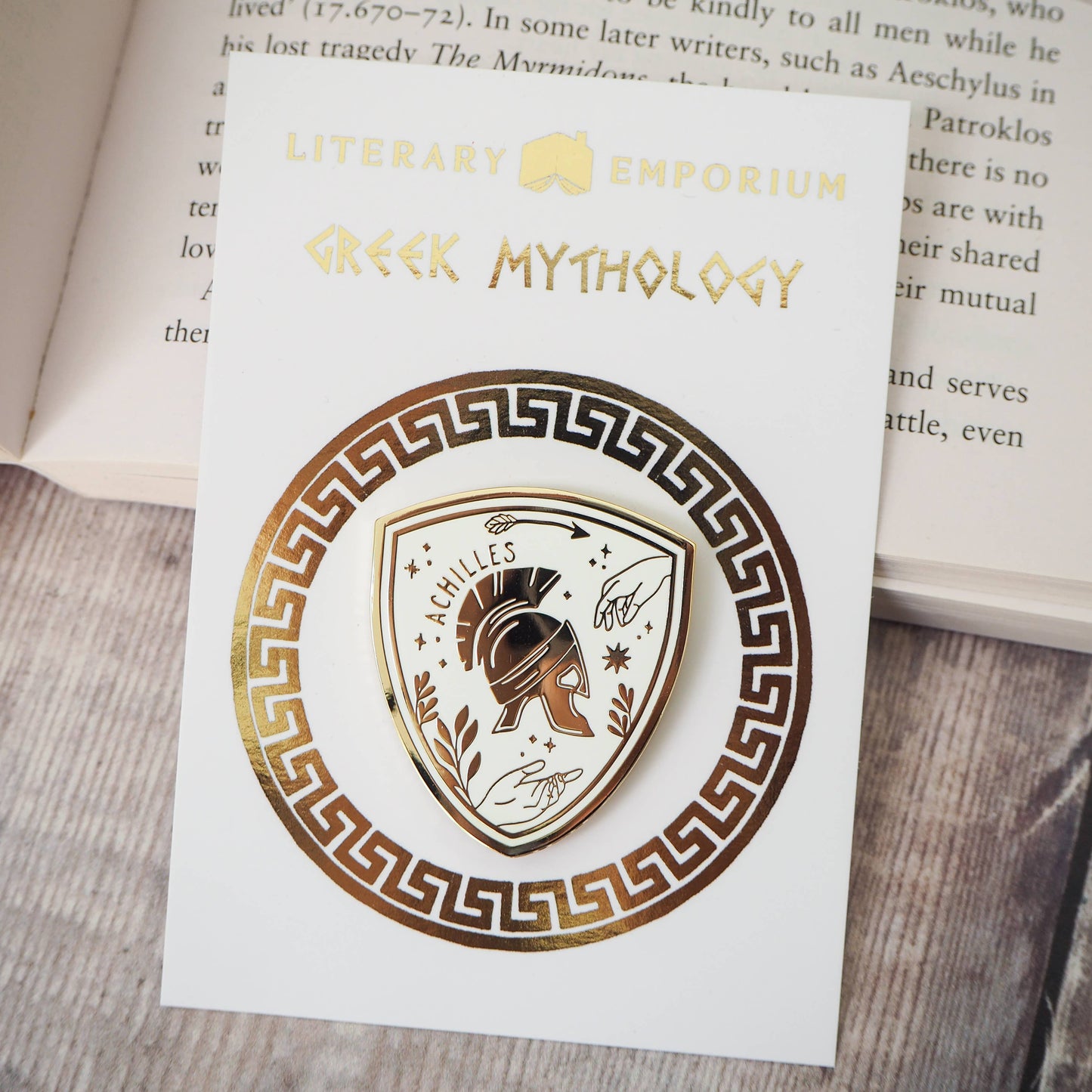 Achilles Enamel Gold Pin Badge - Greek Mythology Collection