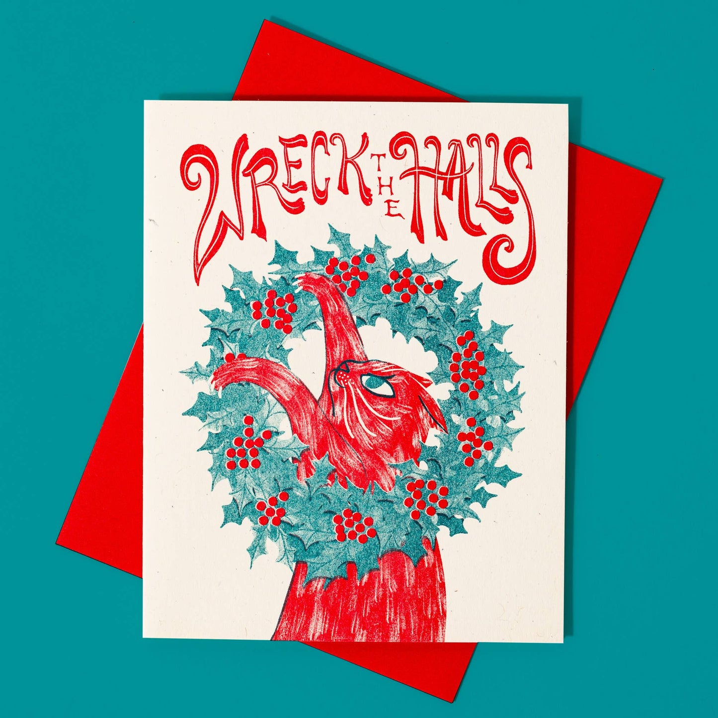 Bromstad Printing Co. - Wreck the Halls - Risograph Christmas Card