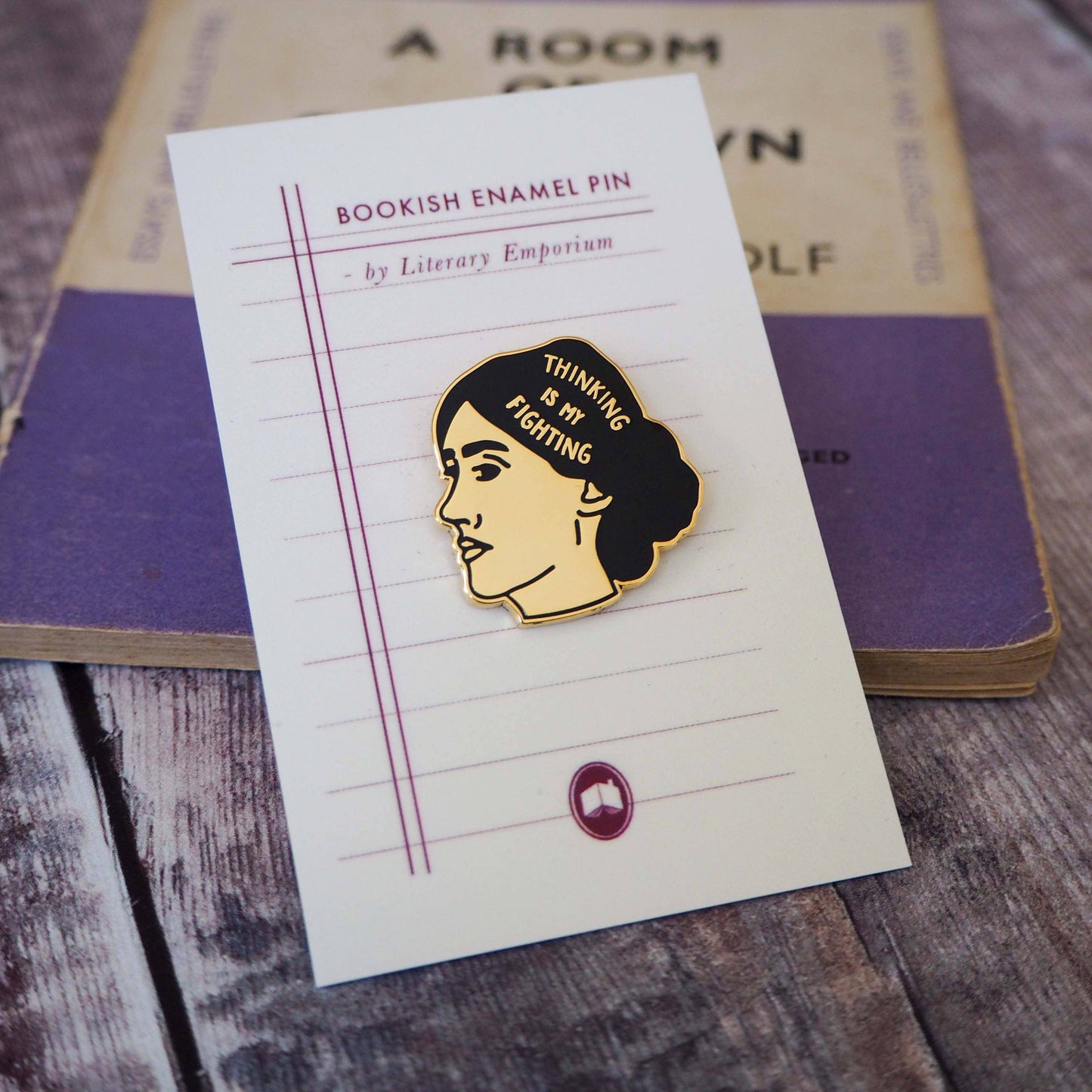 Virginia Woolf - Book Lover Gold Enamel Pin Badge