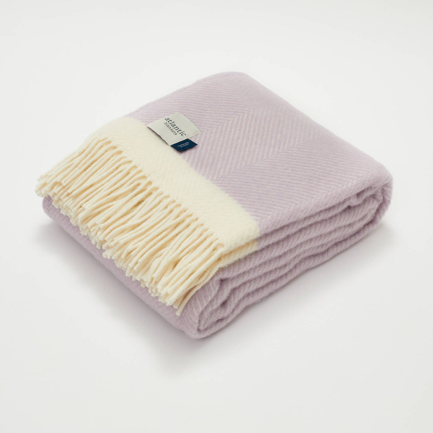 Atlantic Blankets - Lilac Herringbone Wool Blanket: King 130 x 250cm