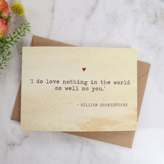 LiteraryEmporium - Literature Lovers Card Shakespeare Quote Valentines