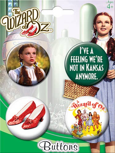 Ata-Boy - Wizard of Oz Button Set # 4 Dorothy Carded 4 Button Set