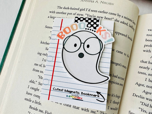 Simply Elementary Stickers - Cute Ghost Face -  Magnetic Bookmark  3.0 x 2.0