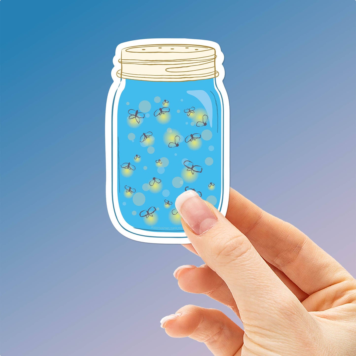 Fireflies in a Mason Jar Sticker - Southern Gifts for Summer