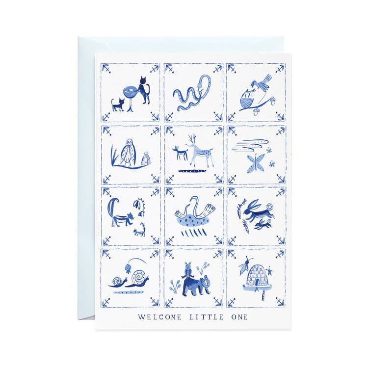 New Baby Delft Tiles - Greeting Card