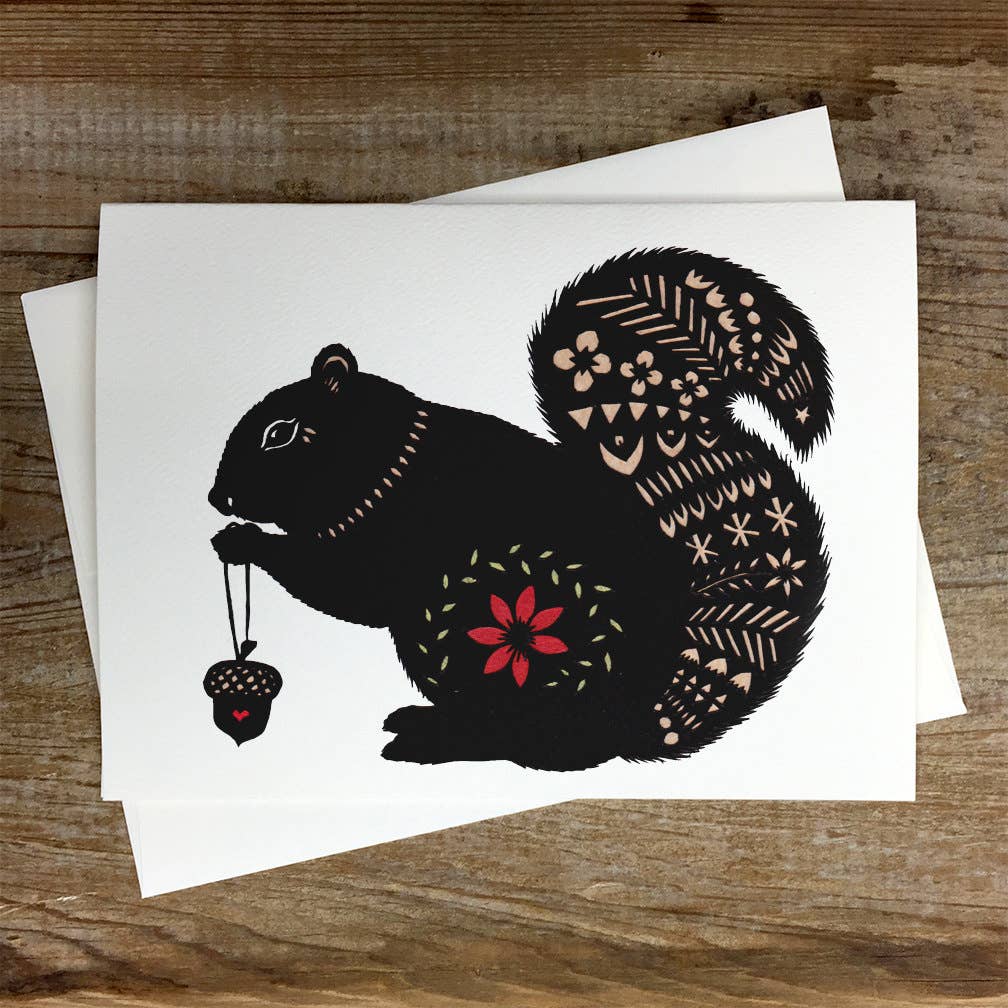 Rural Pearl: Cut Paper Art by Angie Pickman - Squirrel - Greeting Card