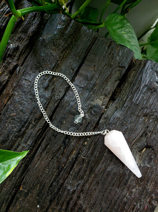 Three Witches Tea Shop - Authentic Rose Quartz Crystal Pendulum