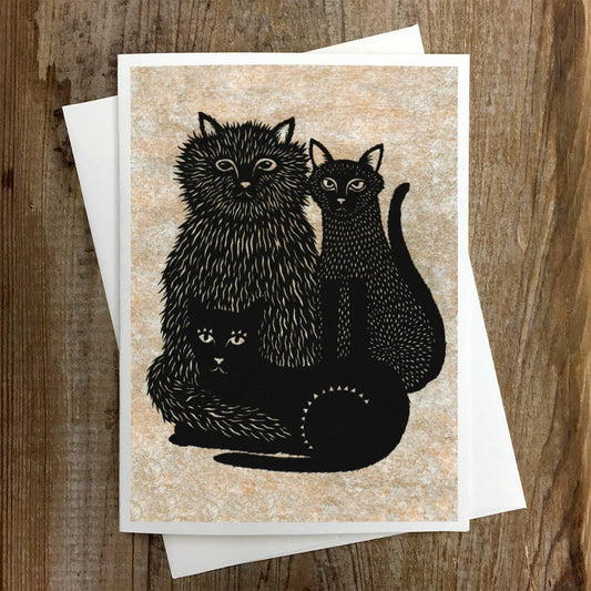 Rural Pearl: Cut Paper Art by Angie Pickman - Cat Trio - Greeting Card