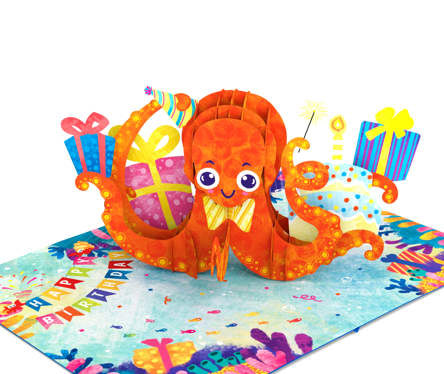 Octopus Happy Birthday Pop Up Card, Handmade 3D Popup