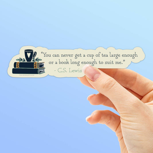 Tea & Books CS Lewis Quote Sticker