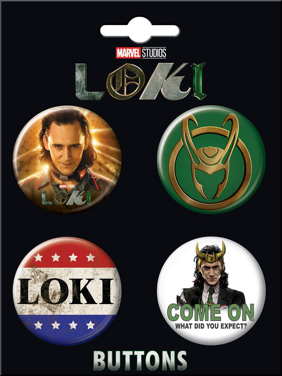 Ata-Boy - Marvel Comics Loki Bt4 2 Carded 4 Button Sets