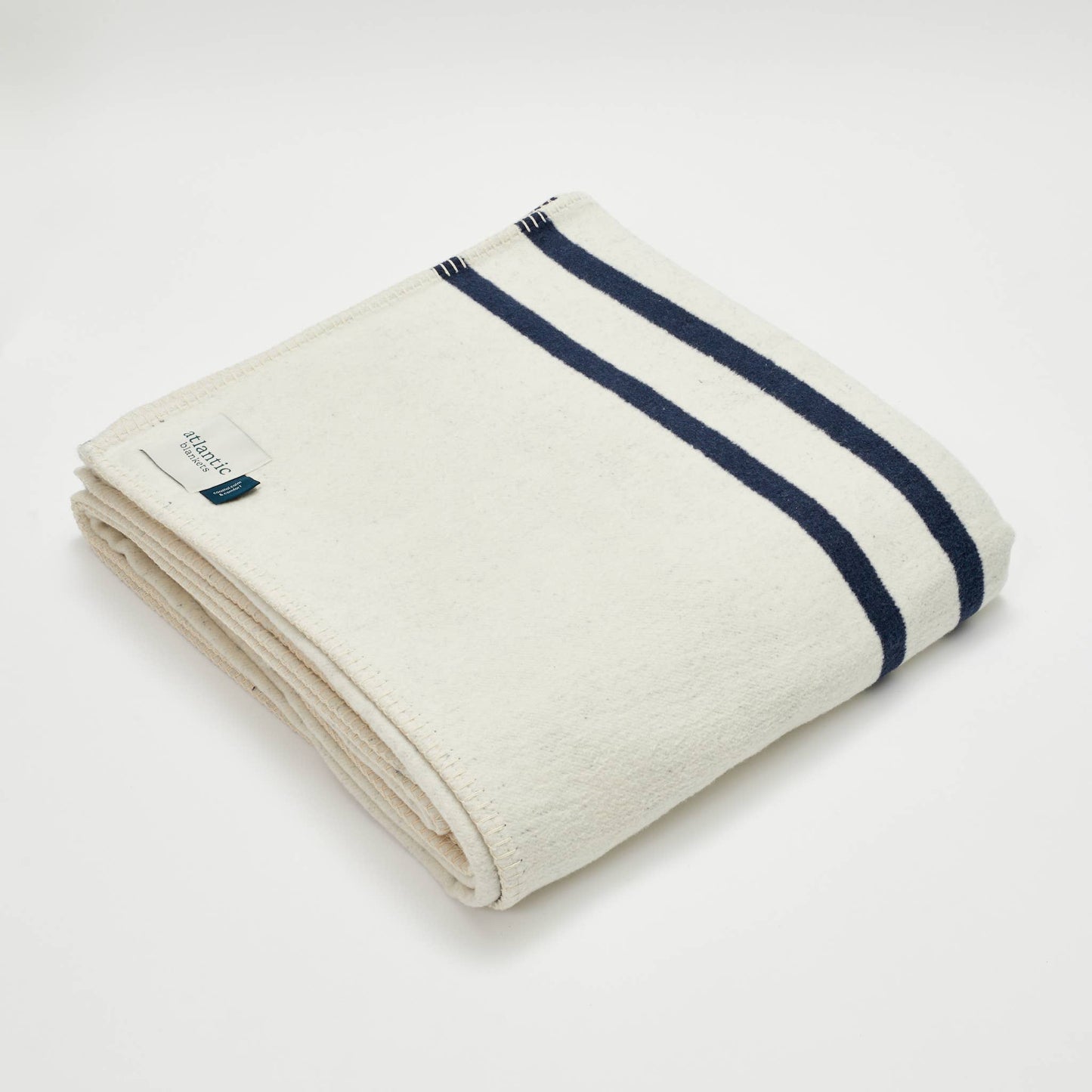 Atlantic Blankets - Navy Stripe Recycled Cotton Blanket - 160 x 200cm