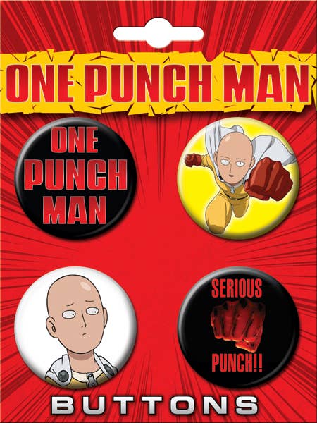 Ata-Boy - One Punch Man 4 Button Set 1 Carded 4 Button Set