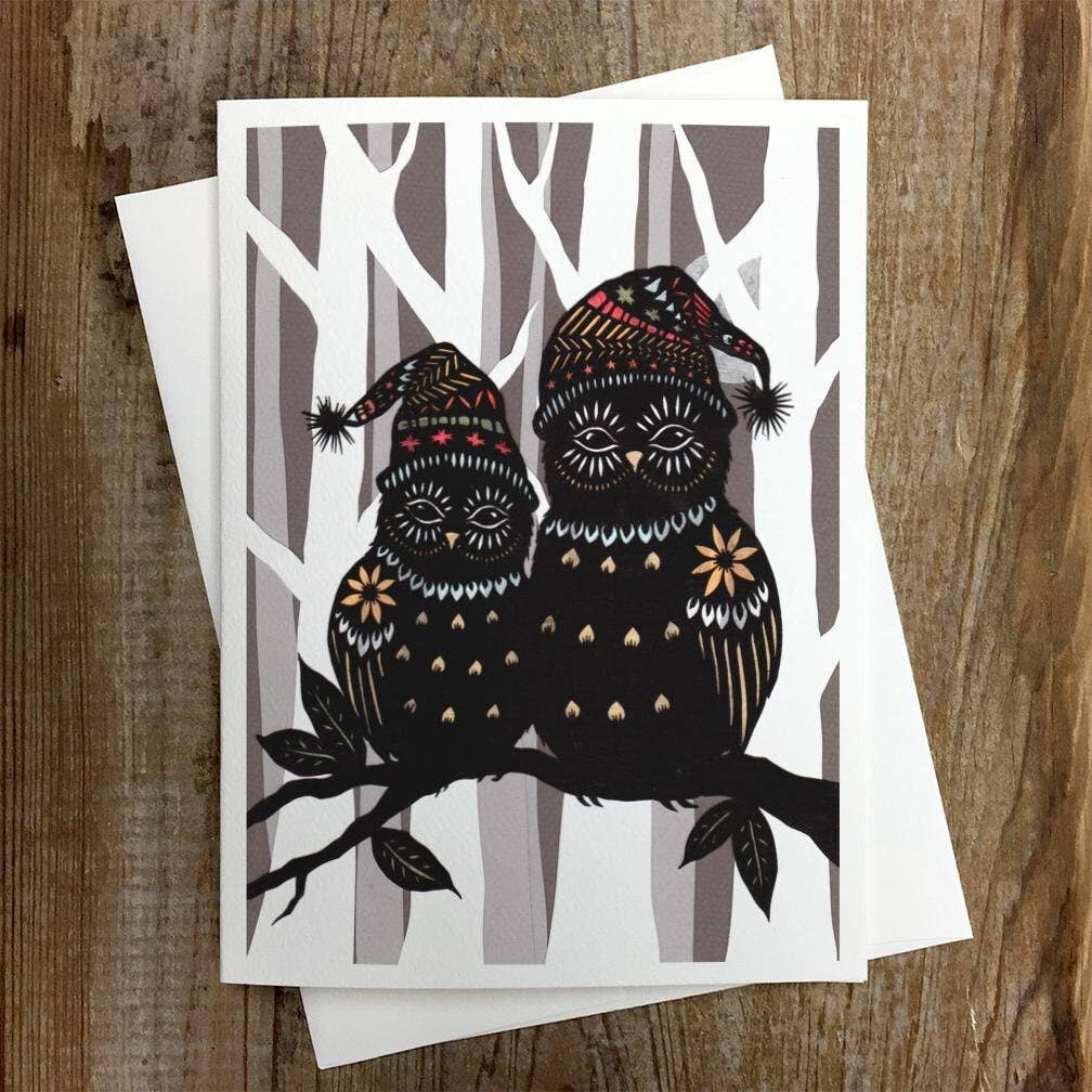 Rural Pearl: Cut Paper Art by Angie Pickman - Hooting Hatters - Greeting Card