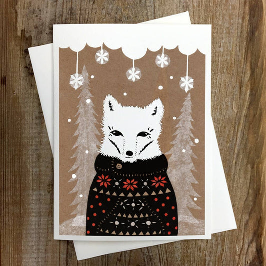 Rural Pearl: Cut Paper Art by Angie Pickman - Winter Fox - Greeting Card