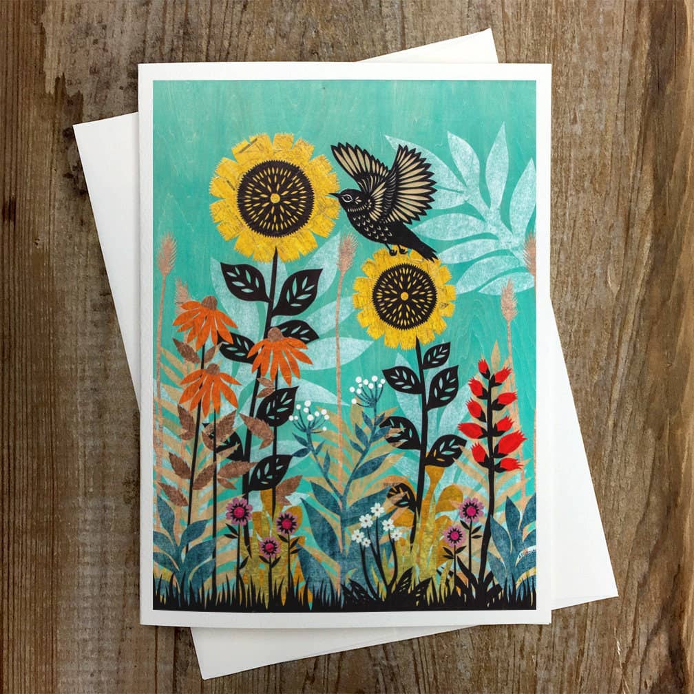 Rural Pearl: Cut Paper Art by Angie Pickman - Garden Song - Greeting Card