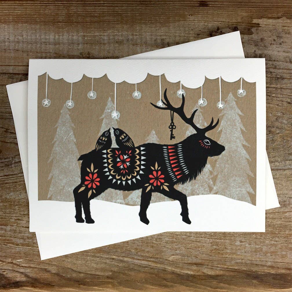 Rural Pearl: Cut Paper Art by Angie Pickman - Winter's Visit - Greeting Card