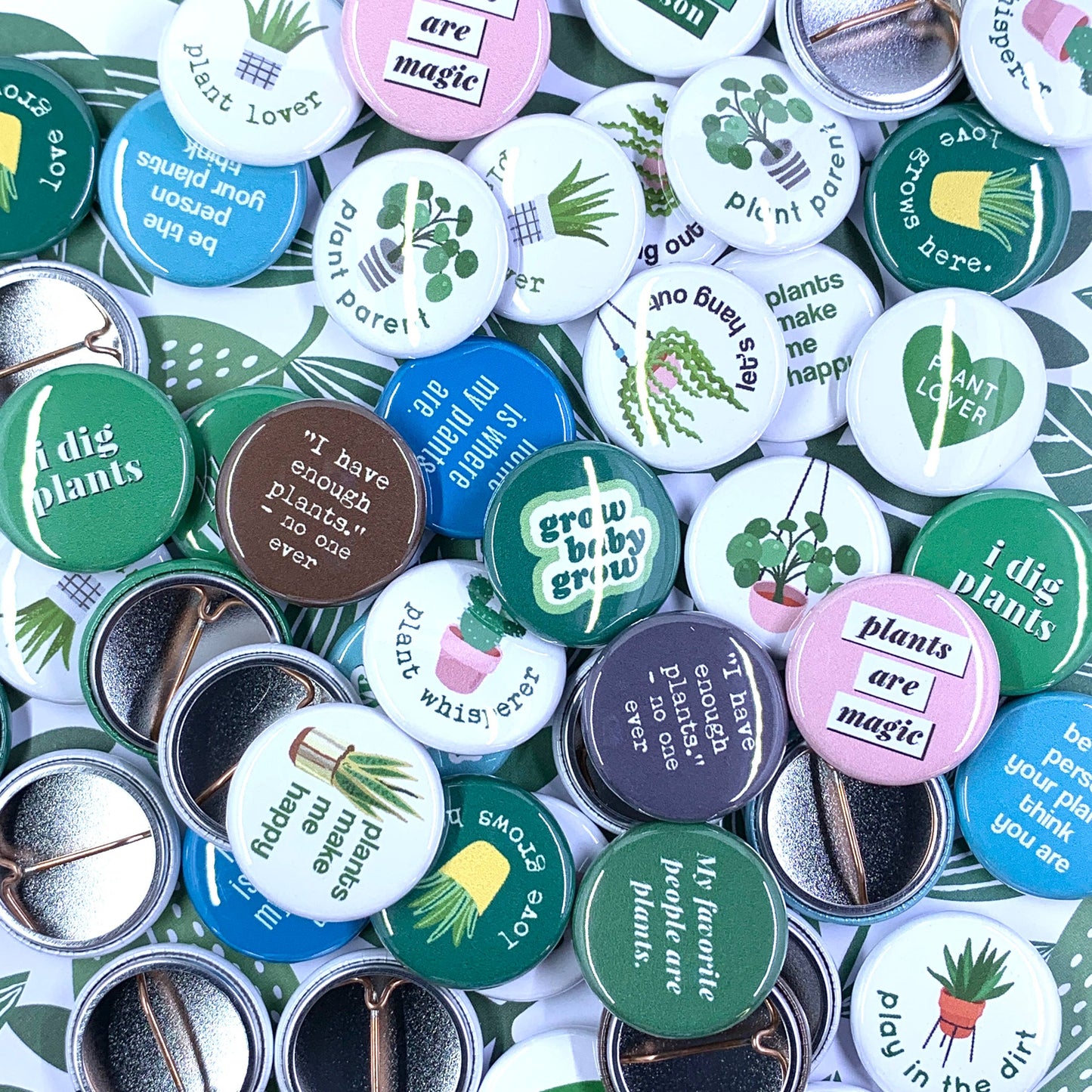 Plant lover pinback button mix (for selling individually)